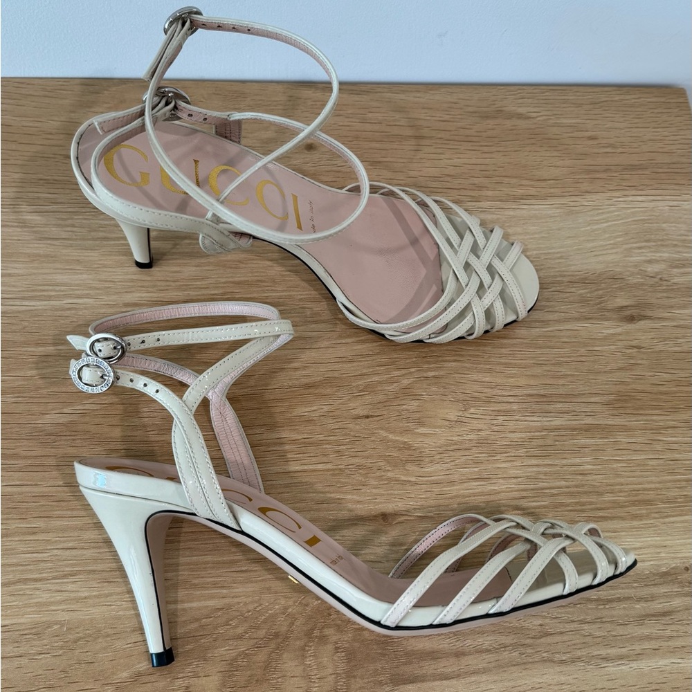Authentic Gucci Leather Sandals Ivory Size 38 8 Women